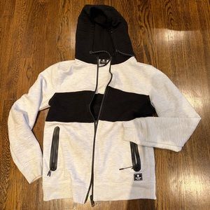 Men’s grey and black zip up jacket size small